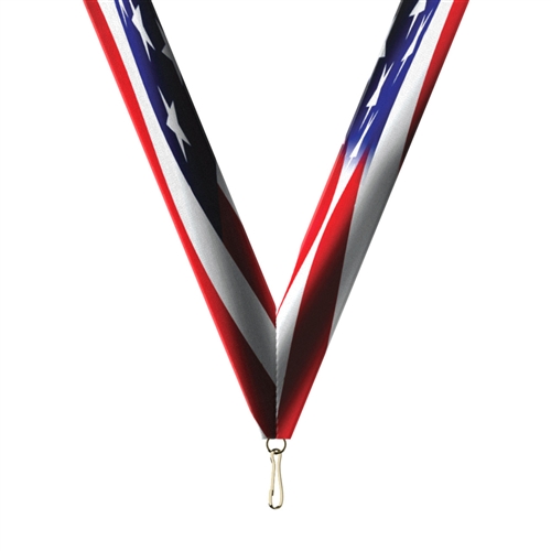 American Flag Snap Clip "V" Neck Medal Ribbon
