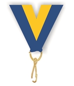 Blue/Gold Snap Clip "V" Neck Medal Ribbon