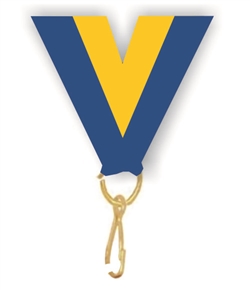 Blue/Gold Snap Clip "V" Neck Medal Ribbon