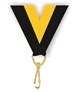 Black/Gold Snap Clip "V" Neck Medal Ribbon