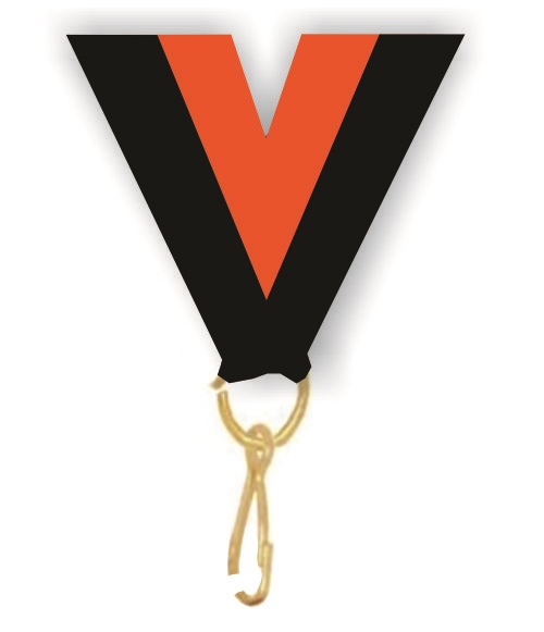 100 x orange und schwarz Medal Ribbons Schlüsselbändern mit Gold Clips 22mm breit 
