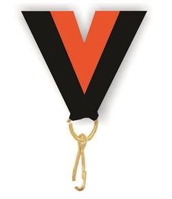 Black/Orange Snap Clip "V" Neck Medal Ribbon