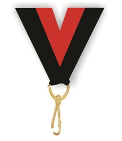 Black/Red Snap Clip "V" Neck Medal Ribbon