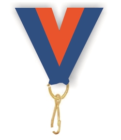 Blue/Orange Snap Clip "V" Neck Medal Ribbon