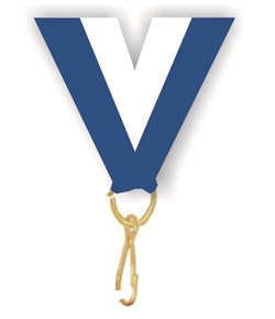 Blue/White Snap Clip "V" Neck Medal Ribbon