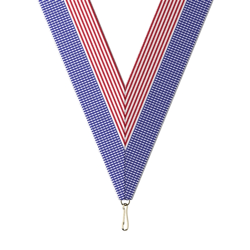 Flag Snap Clip "V" Neck Medal Ribbon