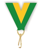 Green/Gold Snap Clip "V" Neck Medal Ribbon