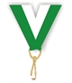 Green/White Snap Clip "V" Neck Medal Ribbon