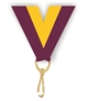 Maroon/Gold Snap Clip "V" Neck Medal Ribbon