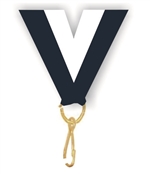 Navy Blue/White Snap Clip "V" Neck Medal Ribbon
