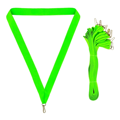 Neon Green Snap Clip "V" Neck Medal Ribbon