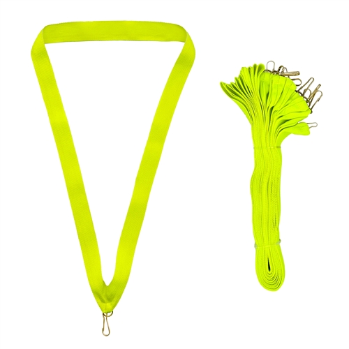 Neon Yellow Snap Clip "V" Neck Medal Ribbon