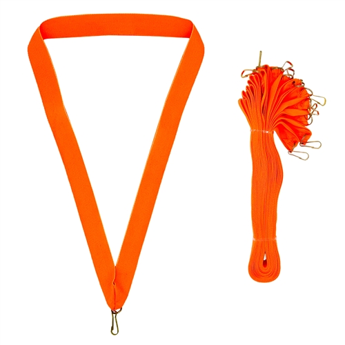 Neon Orange Snap Clip "V" Neck Medal Ribbon