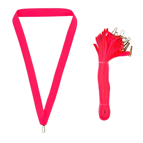 Neon Pink Snap Clip "V" Neck Medal Ribbon