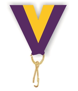 Purple/Gold Snap Clip "V" Neck Medal Ribbon