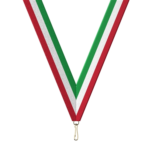 Red/White/Green Snap Clip "V" Neck Medal Ribbon