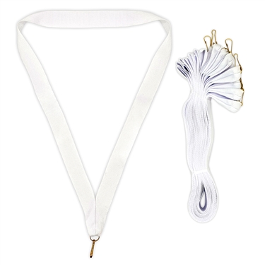 White Snap Clip "V" Neck Medal Ribbon