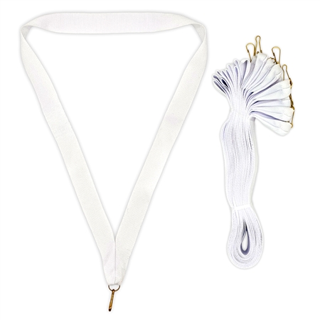 White Snap Clip "V" Neck Medal Ribbon