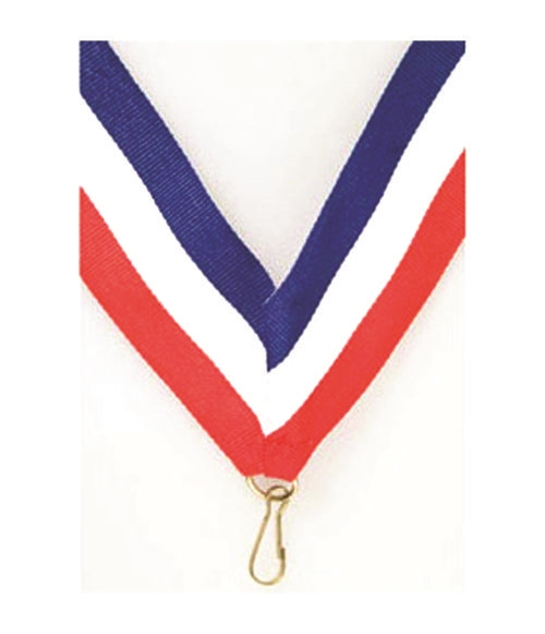 RED WHITE BLUE MEDAL RIBBONS WITH CLIP LANYARDS SPORTS MEDALS 22MM WIDE 