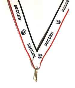 Red/White/Blue Soccer Snap Clip "V" Neck Medal Ribbon