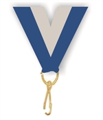 Blue/Grey Snap Clip "V" Neck Medal Ribbon