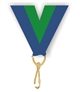 Blue/Green Snap Clip "V" Neck Medal Ribbon