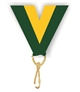 Gold/Hunter Green Snap Clip "V" Neck Medal Ribbon