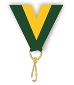 Gold/Hunter Green Snap Clip "V" Neck Medal Ribbon