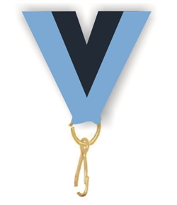 Light Blue/Navy Snap Clip "V" Neck Medal Ribbon