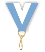 Light Blue/White Snap Clip "V" Neck Medal Ribbon