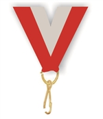 Red/Grey Snap Clip "V" Neck Medal Ribbon