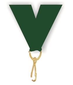 Hunter Green Snap Clip "V" Neck Medal Ribbon