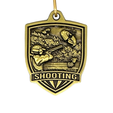 Clay Pigeon Skeet Shooting Award Medal with Free Neck Ribbon and Optional Engraved Back Tag