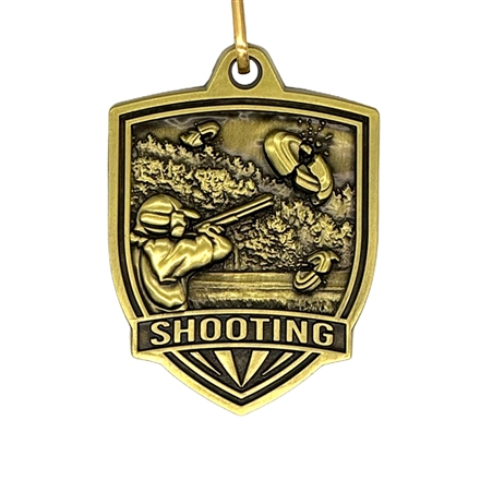 Clay Pigeon Skeet Shooting Award Medal with Free Neck Ribbon and Optional Engraved Back Tag