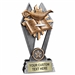 Custom 7 inch Lamp of Knowledge trophy resin award with book and lamps, gold and silver accents, personalized engraved name plate, self standing weighted base