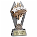 Custom 7 inch Star Performer or victory trophy resin award with star, flame & torch, gold and silver accents, personalized engraved name plate, self standing weighted base