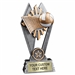 Custom 7 inch Volleyball trophy resin award with volleyball and net, gold and silver accents, personalized engraved name plate, self standing weighted base