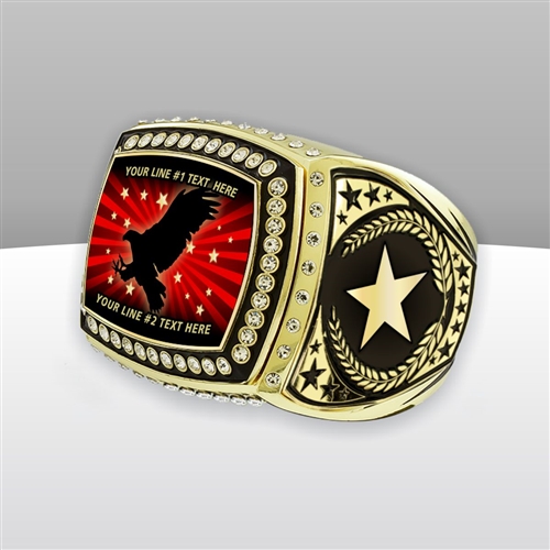 Gigantic Custom Text Champion Eagle Ring