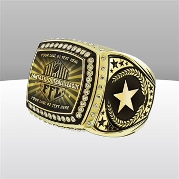 Gigantic Custom Text Champion Fantasy Football League Ring