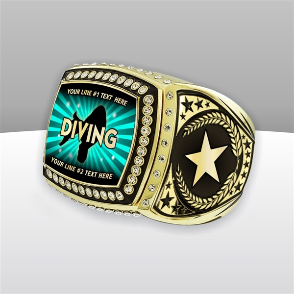 Gigantic Custom Text Champion Male Diving Ring