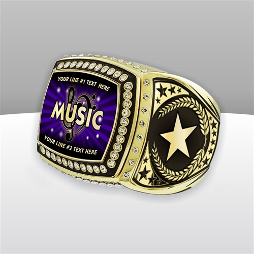 Gigantic Custom Text Champion Music Ring