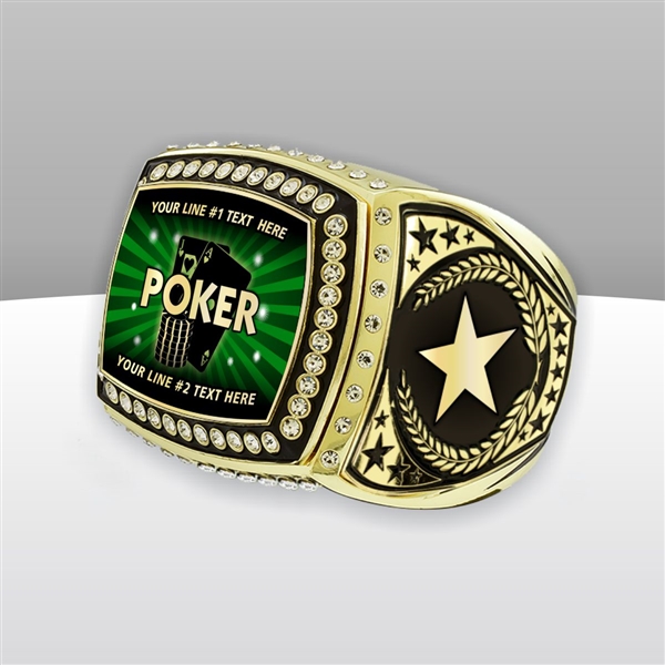 Gigantic Custom Text Champion Poker Ring