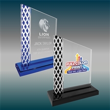 Diamond Ice Unite Acrylic Award with Blue Edge â€“ Custom Engraved or Full-Color Printed Trophy