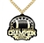 FANTASY FOOTBALL CHAMPION  Victory Chain oversized championship medallion award necklace with mirrored gold acrylic face and gold plated chain