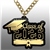 Graduate Victory Chain oversized championship medallion award necklace with mirrored gold acrylic face and gold plated chain