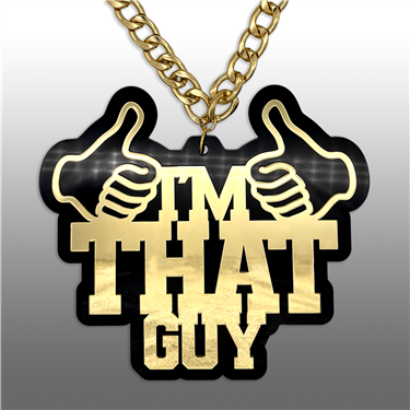 I'M THAT GUY Victory Chain oversized championship medallion award necklace with mirrored gold acrylic face and gold plated chain