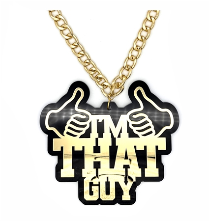 I'M THAT GUY Victory Chain oversized championship medallion award necklace with mirrored gold acrylic face and gold plated chain
