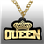 QUEEN Victory Chain oversized championship medallion award necklace with mirrored gold acrylic face and gold plated chain