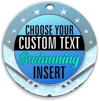 Swimming Full Color Custom Text Insert Medal