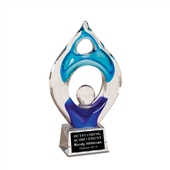 Winner Art Glass Award, blues, 10-1/4"